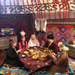Foto zeigt Nomaden in Jurte in Kasachstan