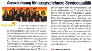 Unsere ETI-Auszeichnung als ausgezeichneter Reiseveranstalter